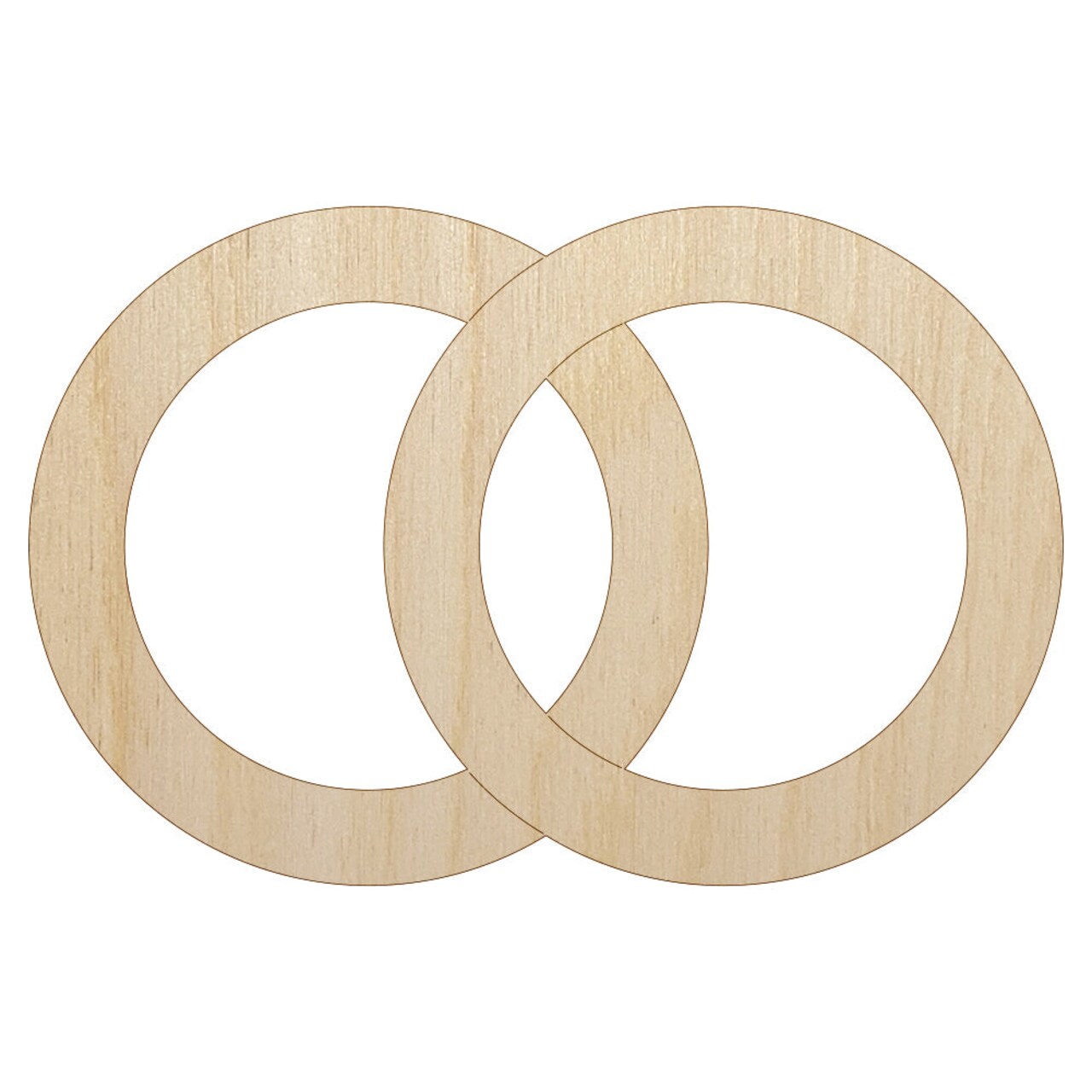 Wedding Rings Overlapping Unfinished Wood Shape Piece Cutout for DIY Craft Projects